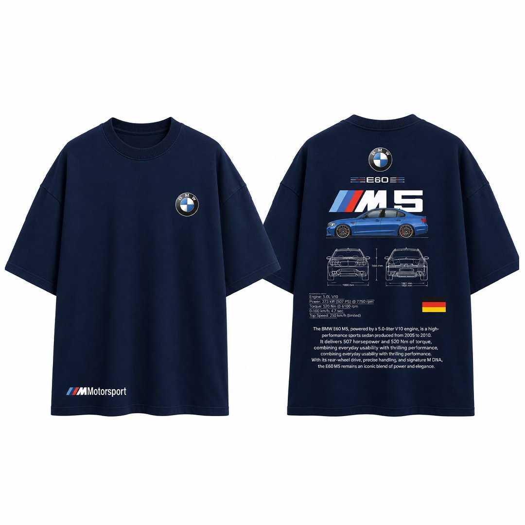 78 BMW E60 M5 Motorsport Graphic Oversized T-Shirt - Image 1